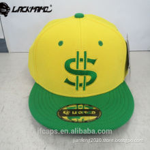 embroidery yellow and green snapback hiphop flat cap